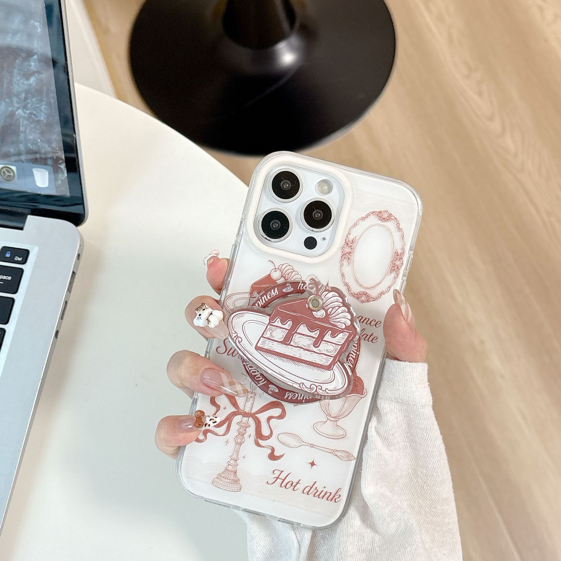 Pastel de postre de té de la tarde simple para Apple 16ProMax funda para teléfono móvil 15Pro magnético 14/13 femenino 15PM