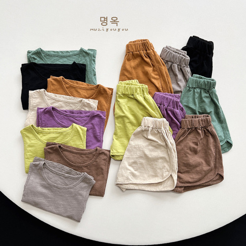 8 Color Children's Bamboo Cotton Vest 2024 Summer New Style Korean Style Japanese Style Children's Sleeveless T-shirt Trendy Children's Clothing for Boys and Girls