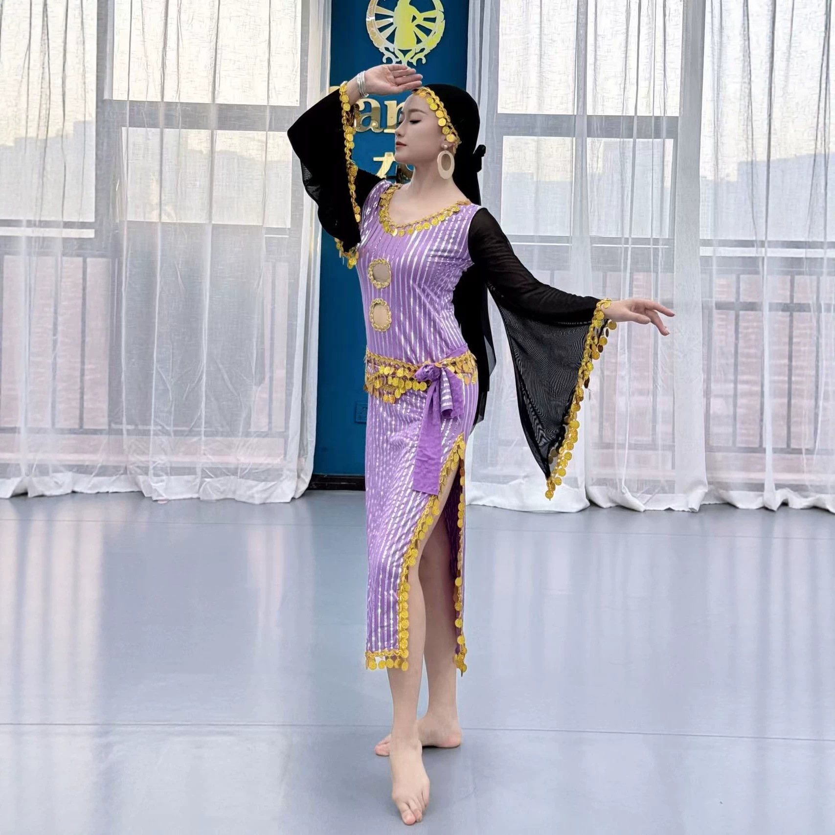 Belly dance costume, Saidi performance outfit, oriental dance costume for individual or group performances, stage costume, belly dance top