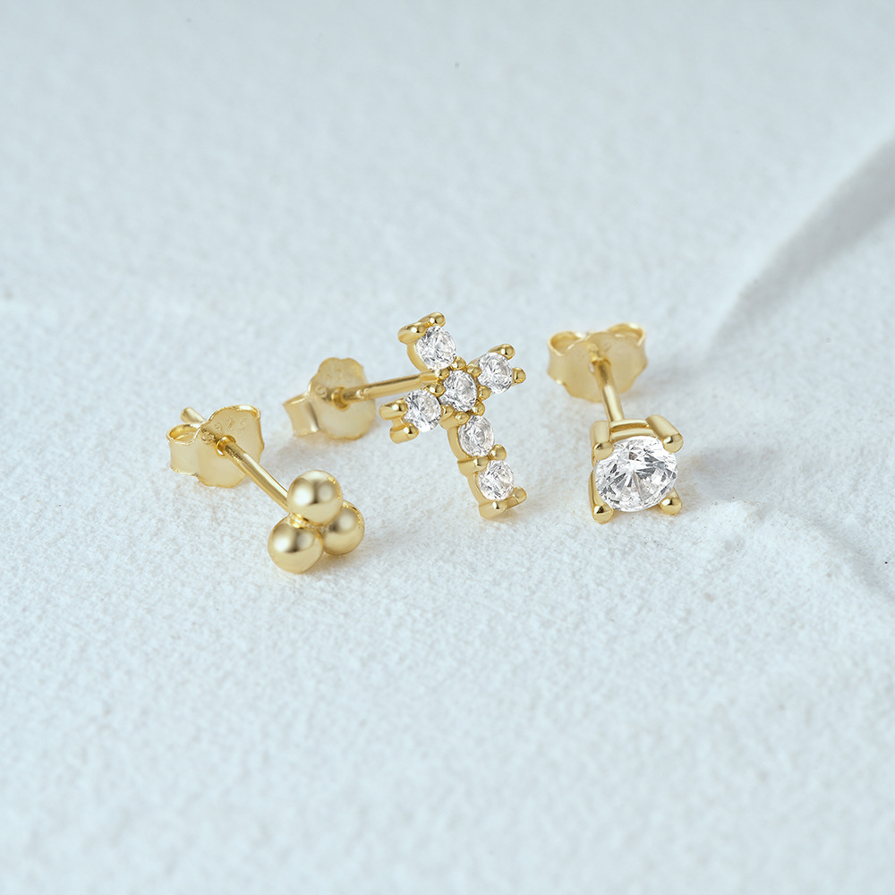 3g Weight Ear Studs Classification 1 Set Quantity Daily Occasion 925 Sterling Silver Material Star, Butterfly Pattern Women's Gender Plating Design Simple Style Style 1 Set 925 Sterling Silver Star Butterfly Ear Studs 33