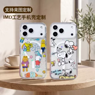 工厂直销适用苹果18promax卡通手机壳来图定制透明磁吸苹果18pro