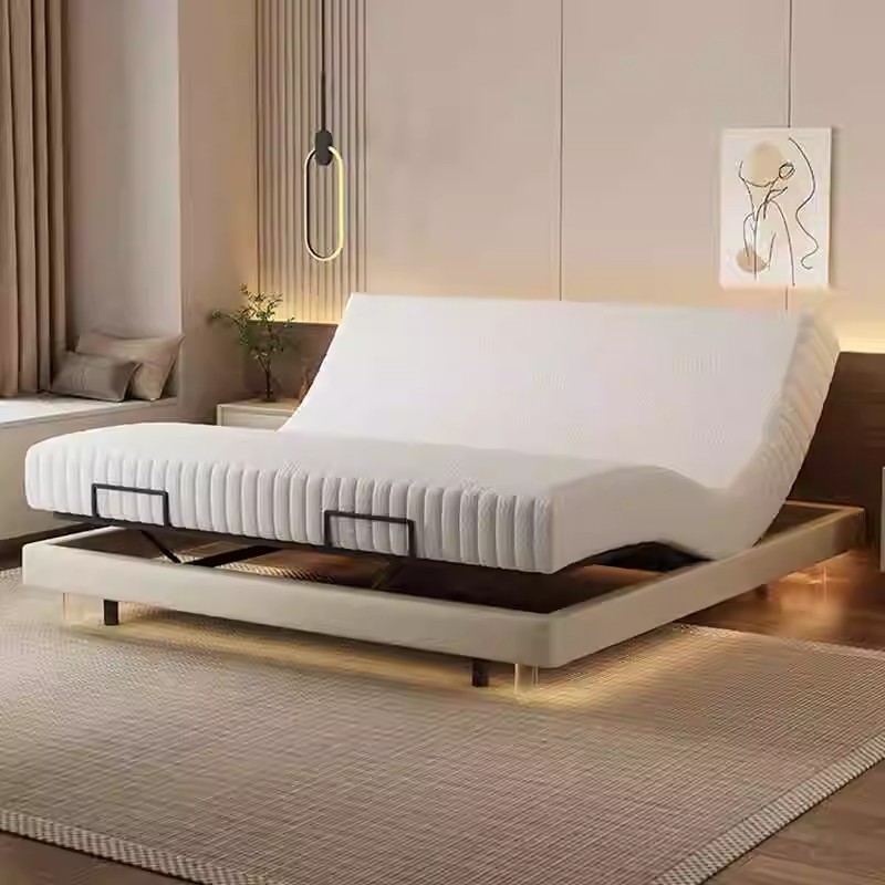 Tatami Smart Electric Bed Frame Without Bedside Multifunctional Leather Bed Light Luxury Modern Bedroom Leather Suspended Double Bed