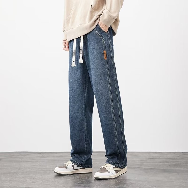 Vintage jeans para hombre 2024 otoño e invierno nuevo estilo recto marea marca de pierna ancha americana calle alta salvaje pantalones casuales