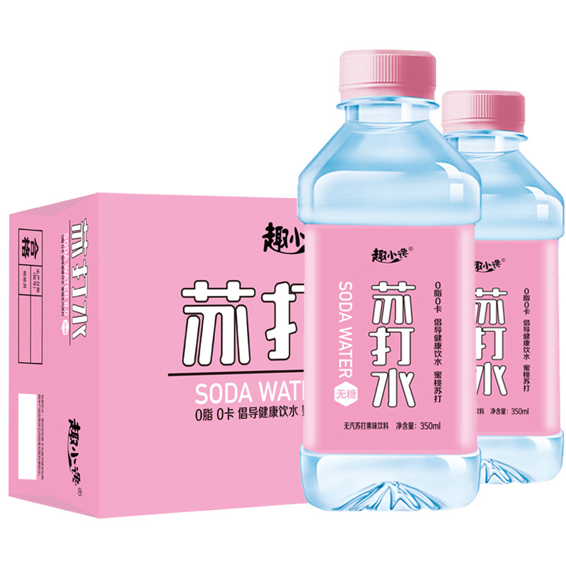Quxiaozhao soda water 350ML*24 bottles full box airless weakly alkaline fruity soda drink live broadcast group purchase wholesale