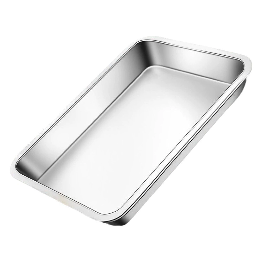 Утолщенная квадратная пластина из нержавеющей стали Холодные блюда Кухонный герметичный лоток Противень из нержавеющей стали Коммерческая плита для шведского стола с плоским дном