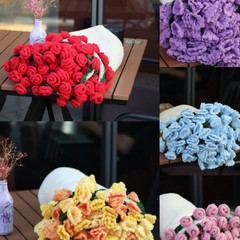 绕韵新款手工编织成品玫瑰花披毯闺蜜女友情人节礼物鲜花圆形披肩