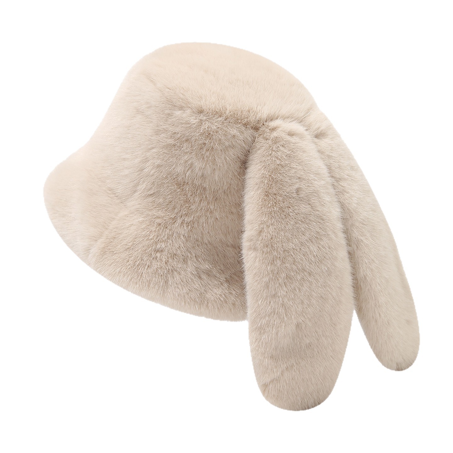 Coreano lindo orejas de conejo sombrero de pescador de marea femenina invierno al aire libre imitación de visón espeso a prueba de frío pequeño sombrero de moda fresco