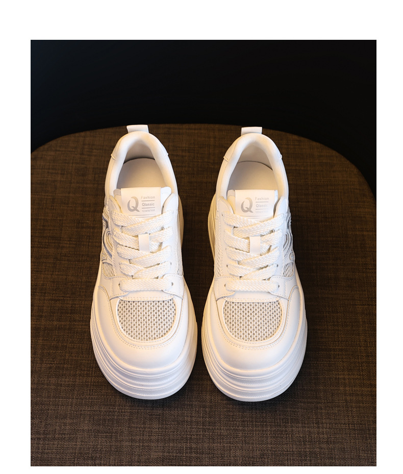 Giày sneaker nữ đế dày tăng chiều cao mặt lưới phong cách thể thao — màu trắng chi tiết 13