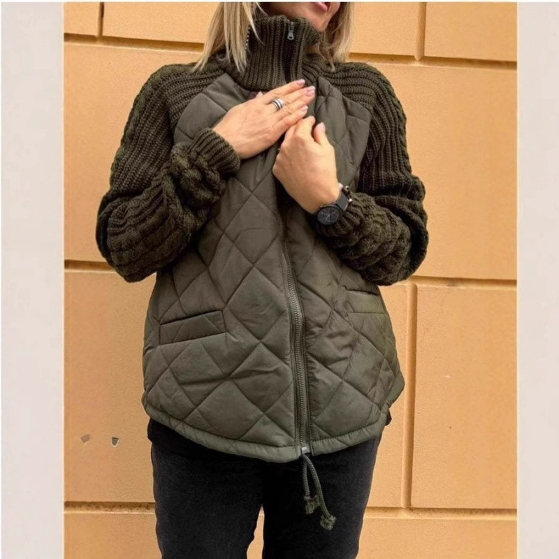 Transfronterizo 2025 otoño y invierno nueva moda europea y americana cardigan con cremallera de manga larga de cuello vertical chaqueta de algodón de mujer ropa de algodón de mujer image 8