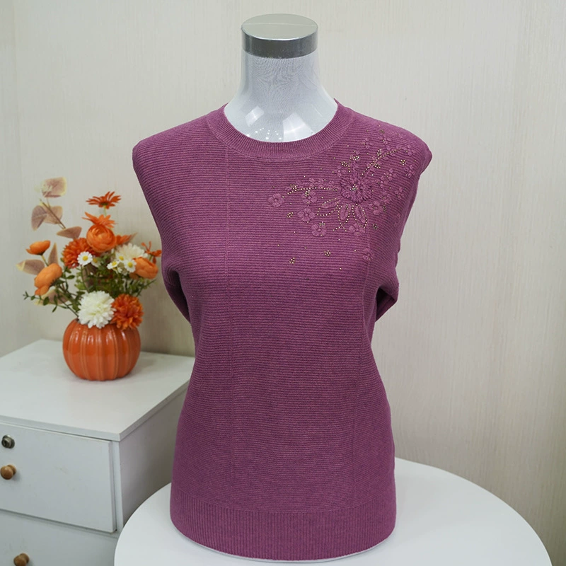 Осеннее трикотажное изделие для женщин, свободного кроя, стройнящее фигуру, для женщин среднего и старшего возраста, трикотаж с длинными рукавами, стильный и модный свитер на осень.