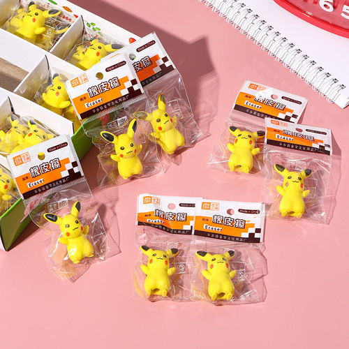 Cartoon Creative 3D Cute Pikachu Eraser Elementary School Cartoon Empty Eraser Student Gift Factory Direct Sales