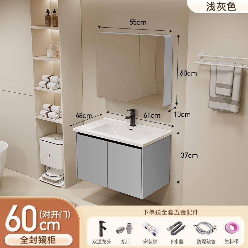 Gabinete de baño de aluminio inteligente espacial grueso combinación lavabo lavabo en cerámica lavabo fábrica de inodoro al por mayor