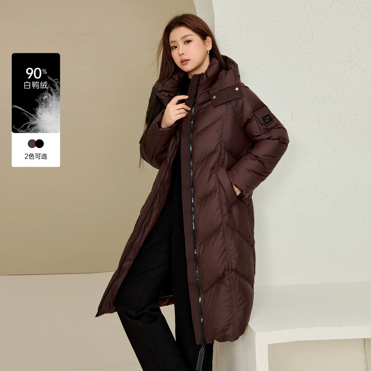 [90% утка бархат] Длинные и красивые женские большие размеры с капюшоном теплые средние и длинные пуховики толстый мм зимний новый