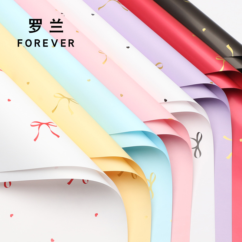 罗兰 同心结鲜花包装纸蝴蝶结印花花束包花纸diy礼物鲜花店花艺纸