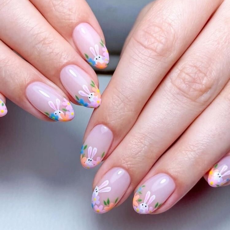 Simple Rabbit French Manicure Short Round Easter European and American Sweet Ins-Style Wearable Nail Tips Wholesale Nails Simple Rabbit French Manicure Short Round Easter European and American Sweet Ins-Style Wearable Nail Tips Wholesale Nails