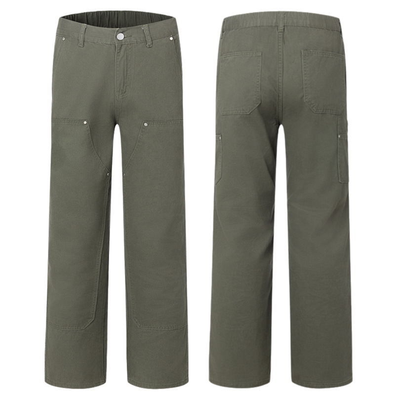 Xxbro ropa de hombre # primavera algodón puro verde militar mono de tala tendencia pantalones casuales rectos pantalones cleanfit