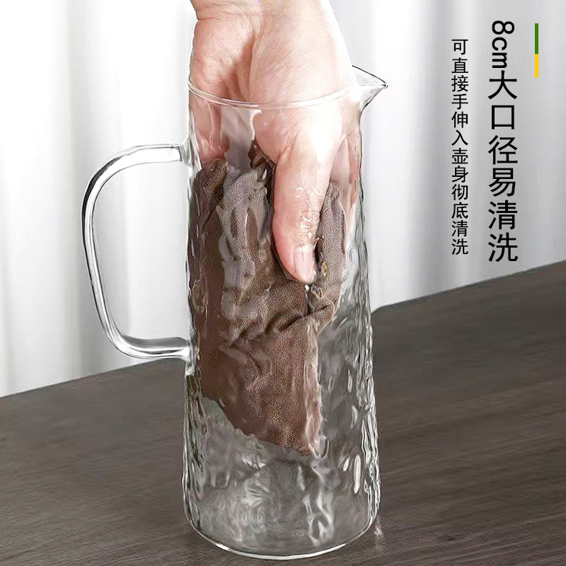 tetera de agua fría de vidrio tetera de agua fría tetera de burbujas frías resistentes a altas temperaturas domésticas almacenamiento de gran capacidad taza de agua fría tetera de tetera fría abierta
