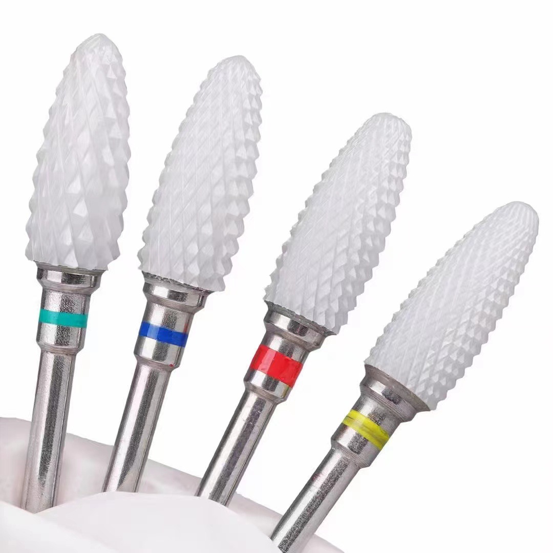 Tipo de bala de uñas cabeza de molienda de cerámica doble paso de cerámica tipo de bala de maíz herramienta de máquina de molienda de uñas en stock