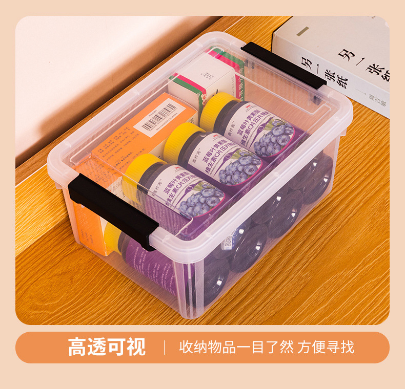 收纳箱家用桌面杂物玩具文具床下整理收纳透明带盖收纳盒批发