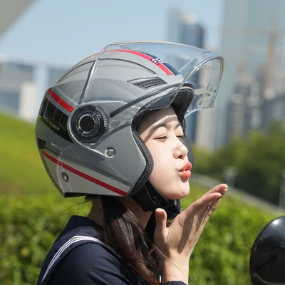 Three-Quarter Helmet Spring Cycling | Motosiklet kaskı (dəbilqə) - track-gray-m-53-56cm