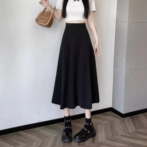 2026 new high-waisted casual suit umbrella skirt for women, small figure, slim medium and long drag-style a-line bag hip skirt