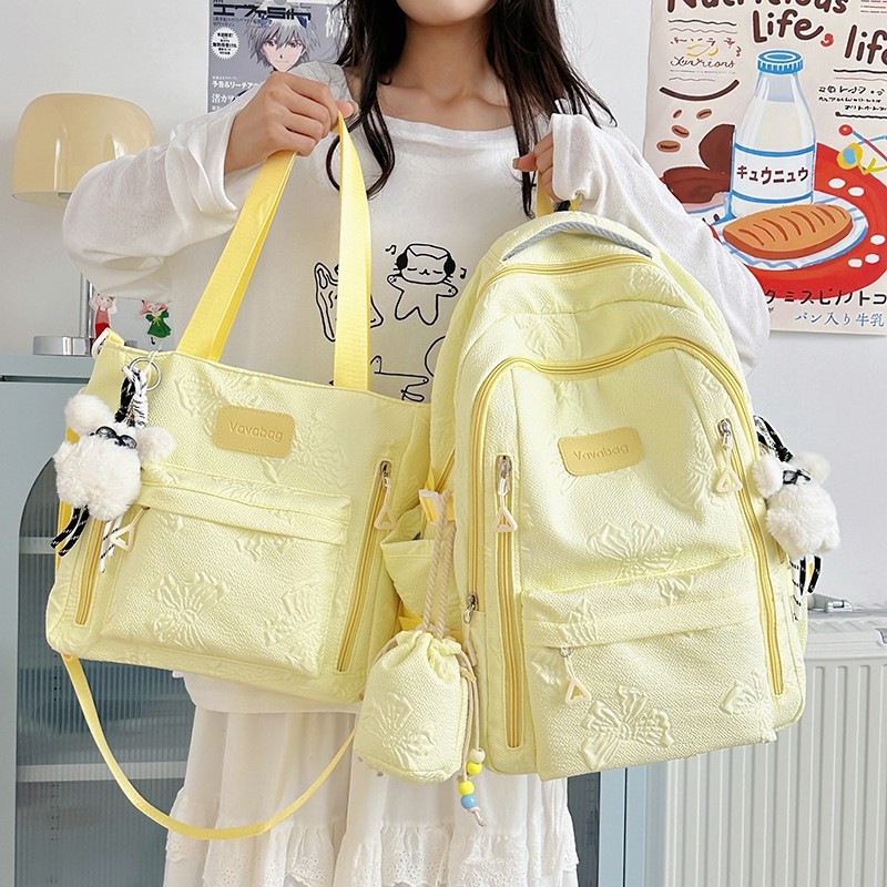 High-Appearance-Value, Fresh and Cute Backpack for Girls, Lightweight and Adorable Children's Backpack, Japanese-Style Solid Color Fresh Backpack
