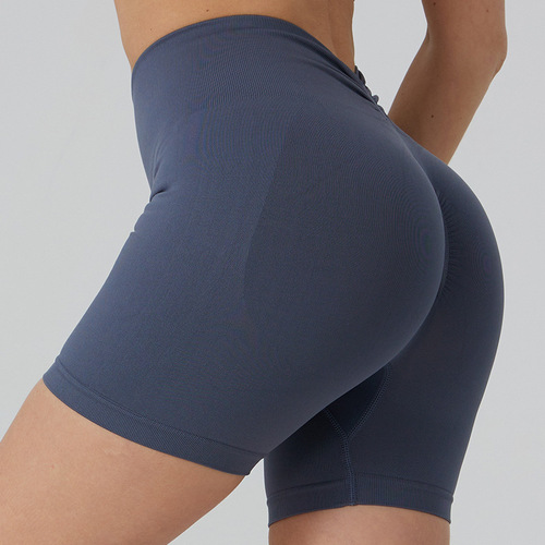2024 European and American sportswear women's high-waist seamless butt-lifting running tight fitness peach yoga shorts