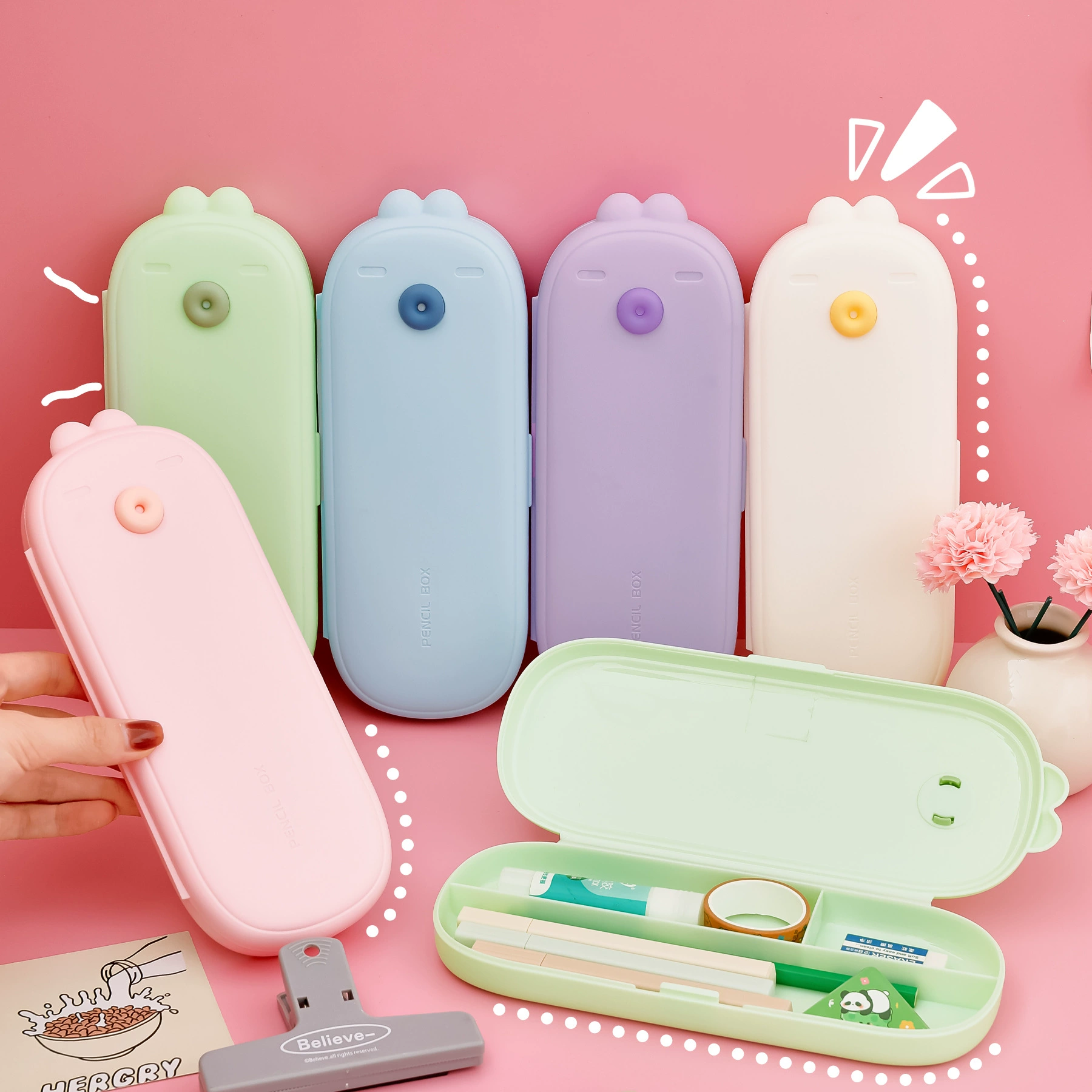 Cute pencil case for elementary school students, stationery, cartoon capacious storage box, Birthday gift