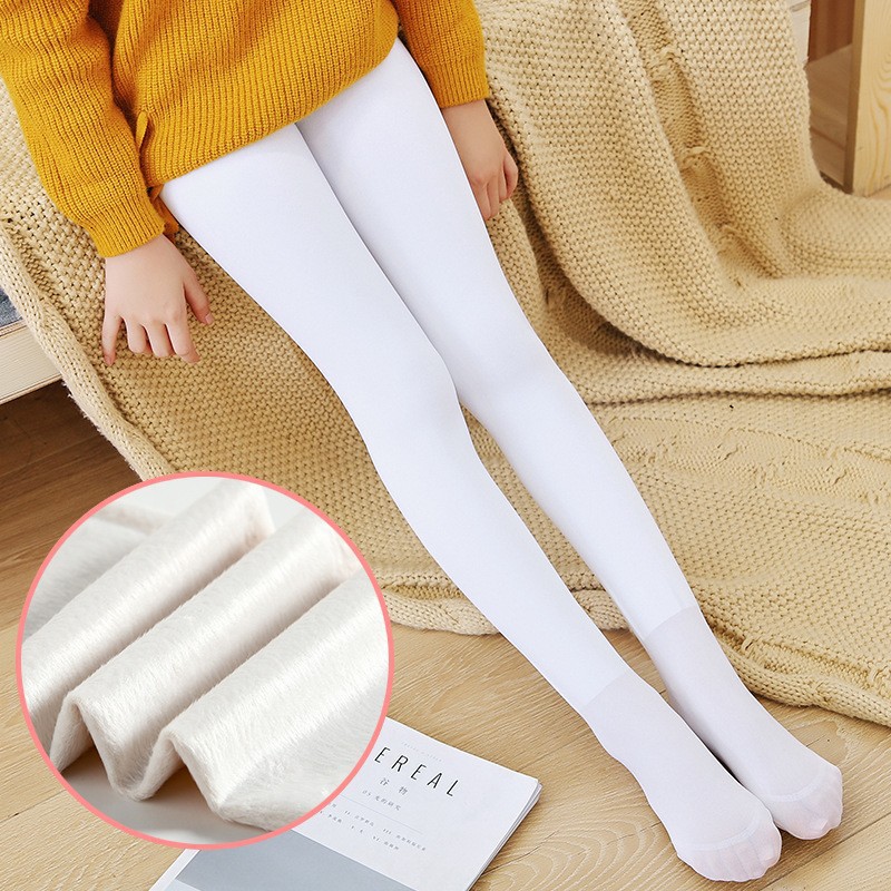 Wholesale children's autumn and winter fleece-lined thickened pantyhose generation hair girls dancing dragon claw hair white ballet dance socks