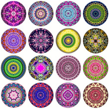 跨境爆款复古曼陀罗冰箱磁性贴纸冰箱贴  玻璃贴片时光宝石货源