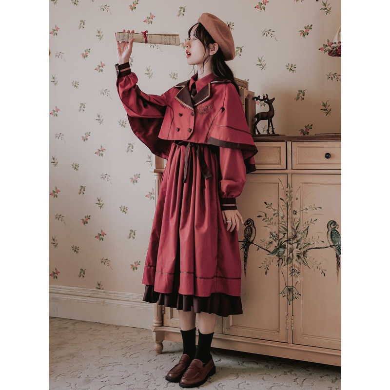 Autumn retro Japanese school skirt