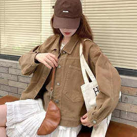 复古港风牛仔外套女春秋新款气质高级感宽松休闲水洗做旧夹克上衣