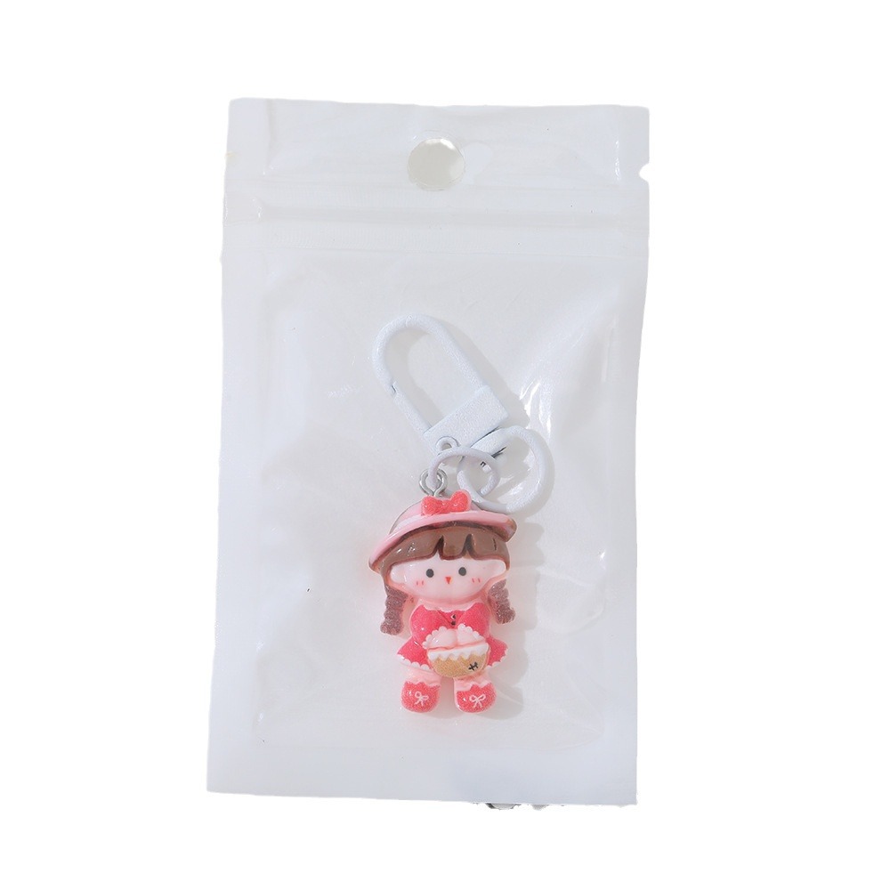 Nuevo estilo con capucha chica DIY resina llavero original chica mochila dibujos animados hebilla novias regalo Accesorios