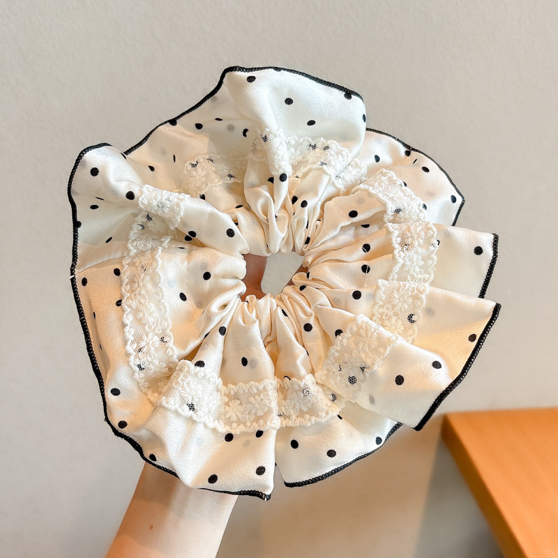 Pastoral viento intestino anillo de cabello mujer 2025 nuevo estilo de alta sensación bola de cabello cuerda de cabeza flor dulce princesa adornos de cabello cuerda