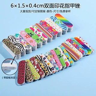 6cm双面印花指甲锉彩色图案迷你搓条打磨指甲美甲穿戴甲eva用具