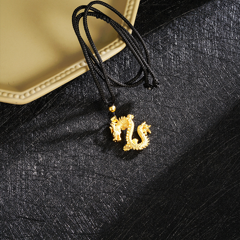 Collar Tradicional Chino con Dragón del Zodiaco, Estilo Chino Vietnamita, Chapado en Oro, Regalo del Año del Dragón, Joyería de Dragón Volador que No se Destiñe