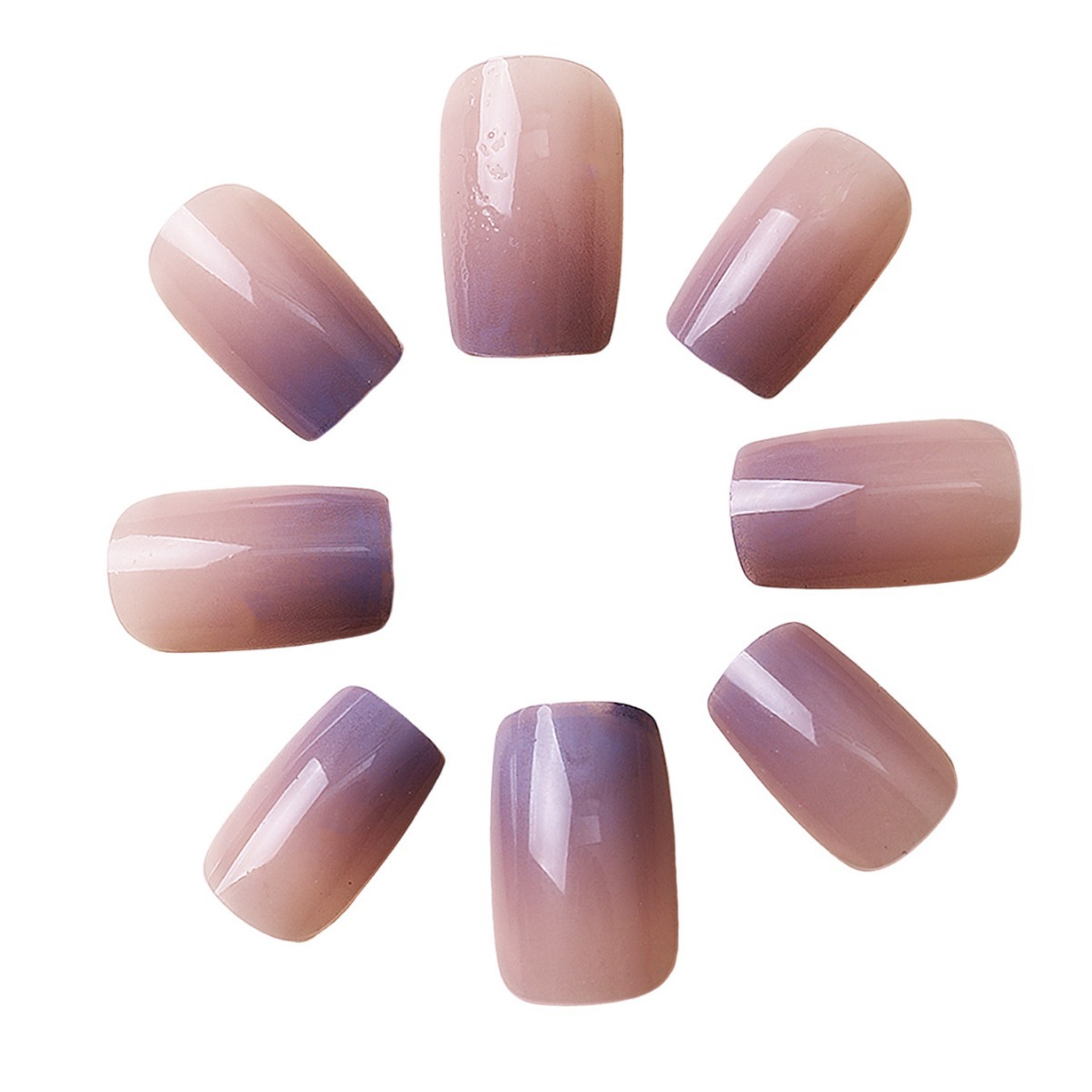 FUENTE Ventas directas de fábrica de impresión de almohadilla transfronteriza línea de gradiente de uñas falsas manicura pieza de uñas portátil desmontable de longitud media