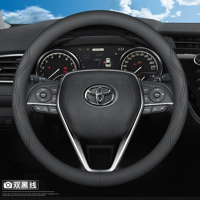 Leather Trim Levin 2026 – Steering wheel cover - round-full-grain-leather-with-nappa-texture-unbranded-double-black-stitching-38cm