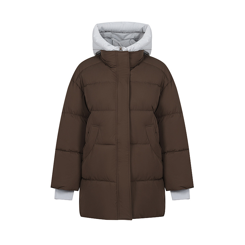 2025 invierno nuevo color de contraste de ropa de algodón de moda de mujer chaqueta de algodón gruesa chaqueta casual con capuz image 10