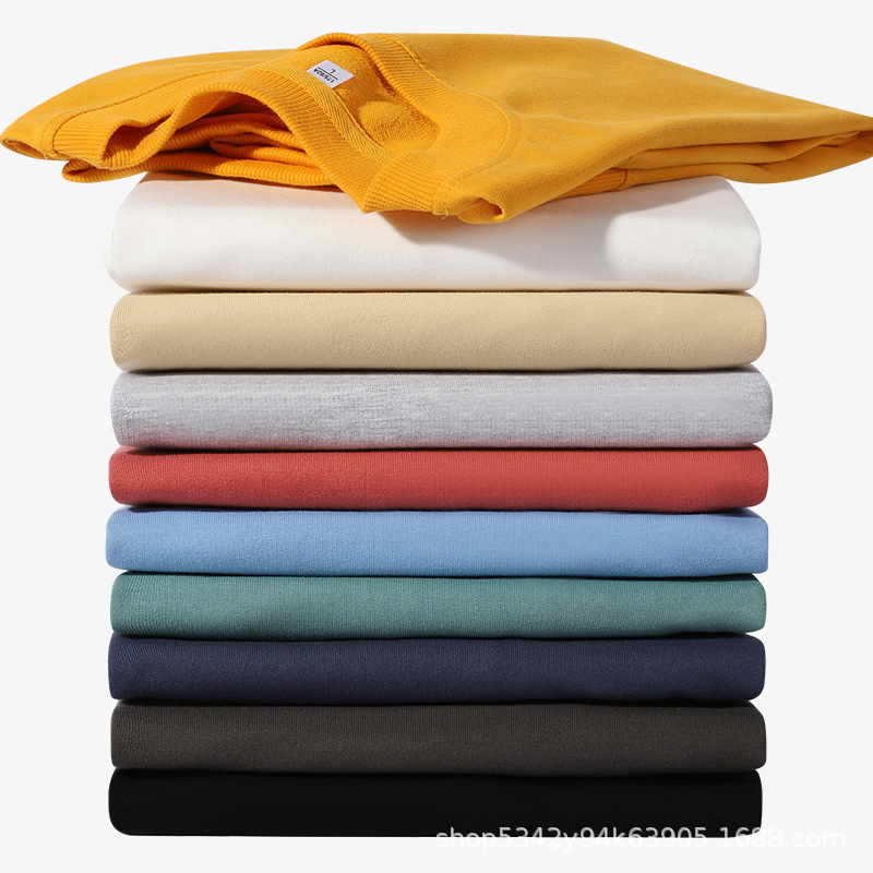 Sudadera de Otoño e Invierno, Nueva, de Manga Corta, Color Sólido, Cuello Redondo Holgado, 280G, Venta al por Mayor, Informal, Versátil, con Logotipo