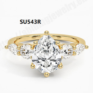 1 Carat Drop-Shaped Diamond Ring S925 Sterling Silver Ring Set with Moissanite with Certificate Wedding Ring Cross-Border Hot Style
