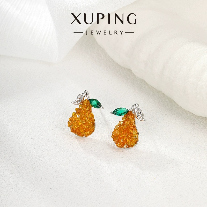 Xuping pequeño fresco lindo estilo de frutas pernos nicho japonés y coreano color Bao serie transparente pera otoño invierno orejas