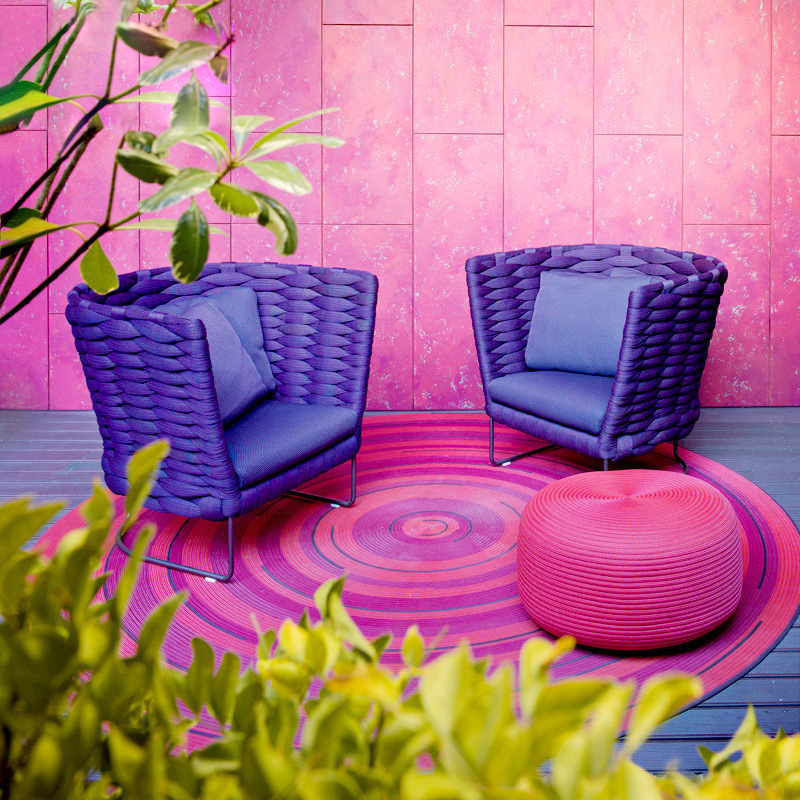 Sofá de exterior tejido con cuerda, cama de descanso para patio o balcón, muebles creativos para alojamiento rural, sillón de ratán para jardín o terraza. image 3