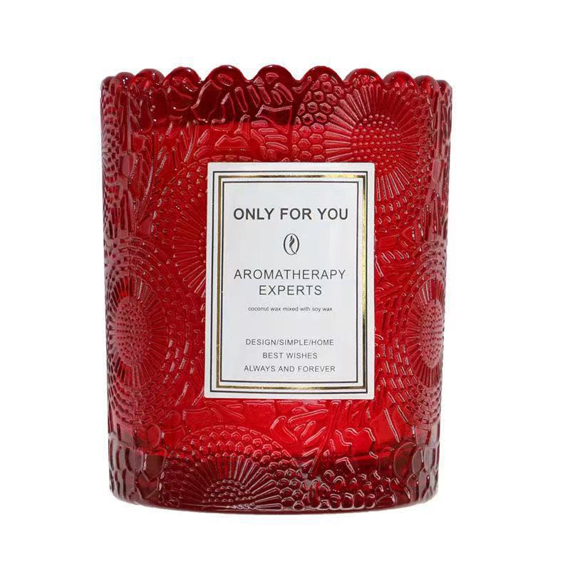 Boutique de encaje taza aromaterapia frasco de vidrio en relieve de encaje vela Copa de gama alta de fondo grueso botella de color botella de aromaterapia