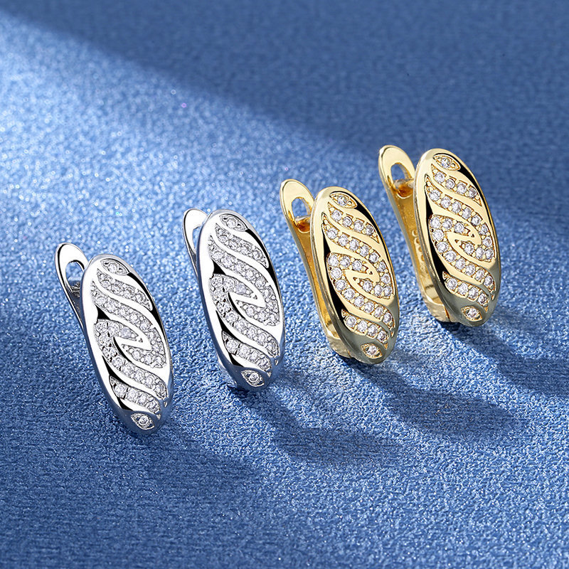 Amazon New 925 ear ring Women's AliExpress best selling pattern design platinum plated ear buckle manufacturers wholesale spot