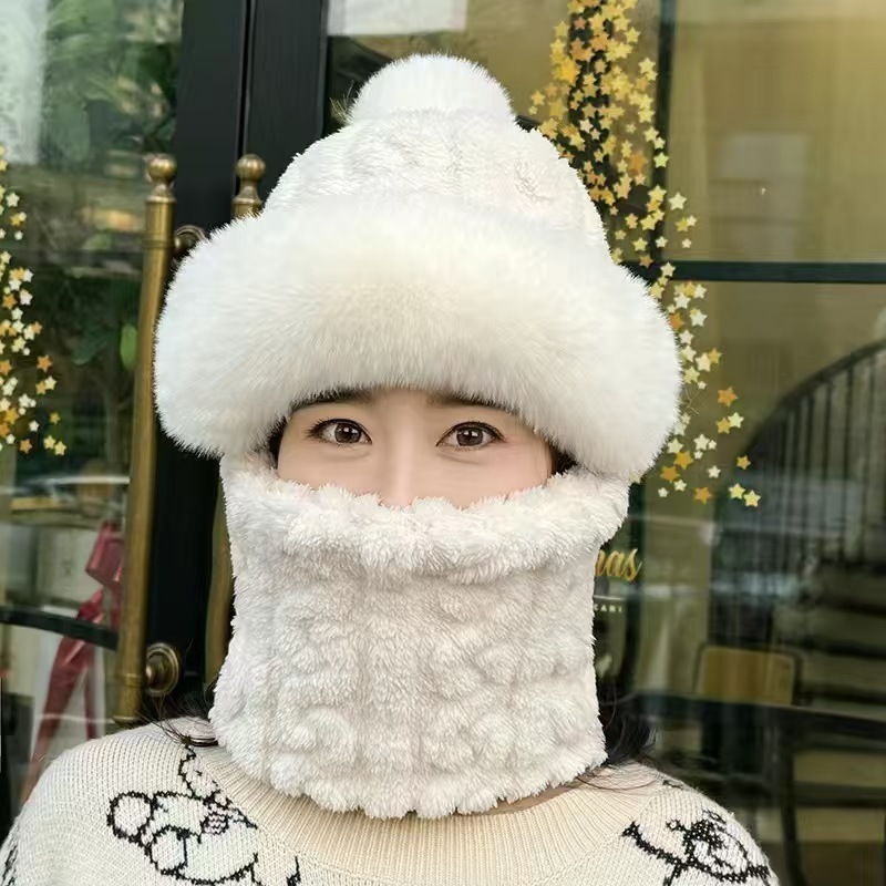 帽子围脖一体女冬新款加绒加厚骑车防风防寒电动车保暖护耳冬季|undefined
