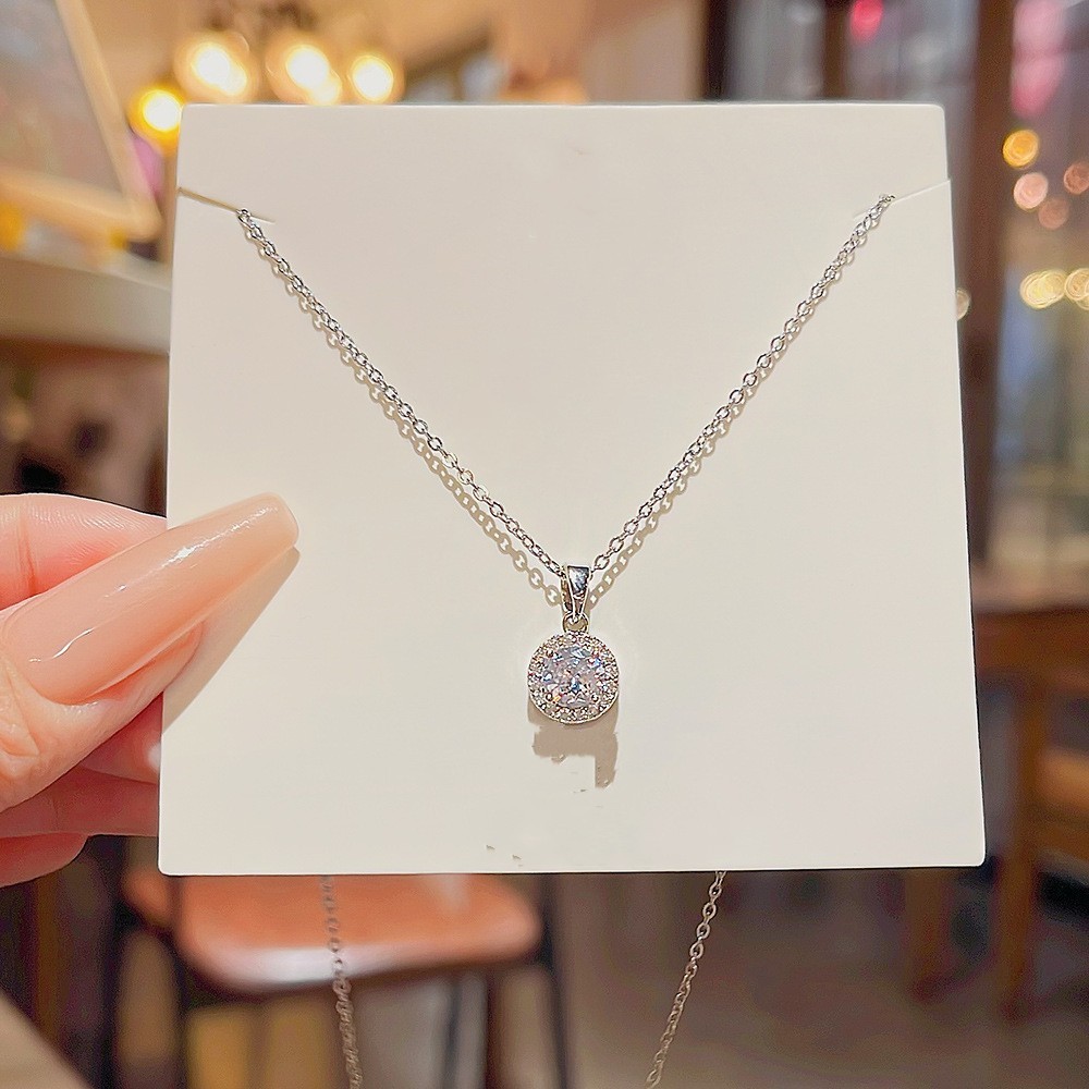 Super Shiny Full Diamond Necklace, Non-Fading, Trendy Versatile Design Pendant, Simple Hot-Selling Collarbone Chain Women's Jewelry Wholesale