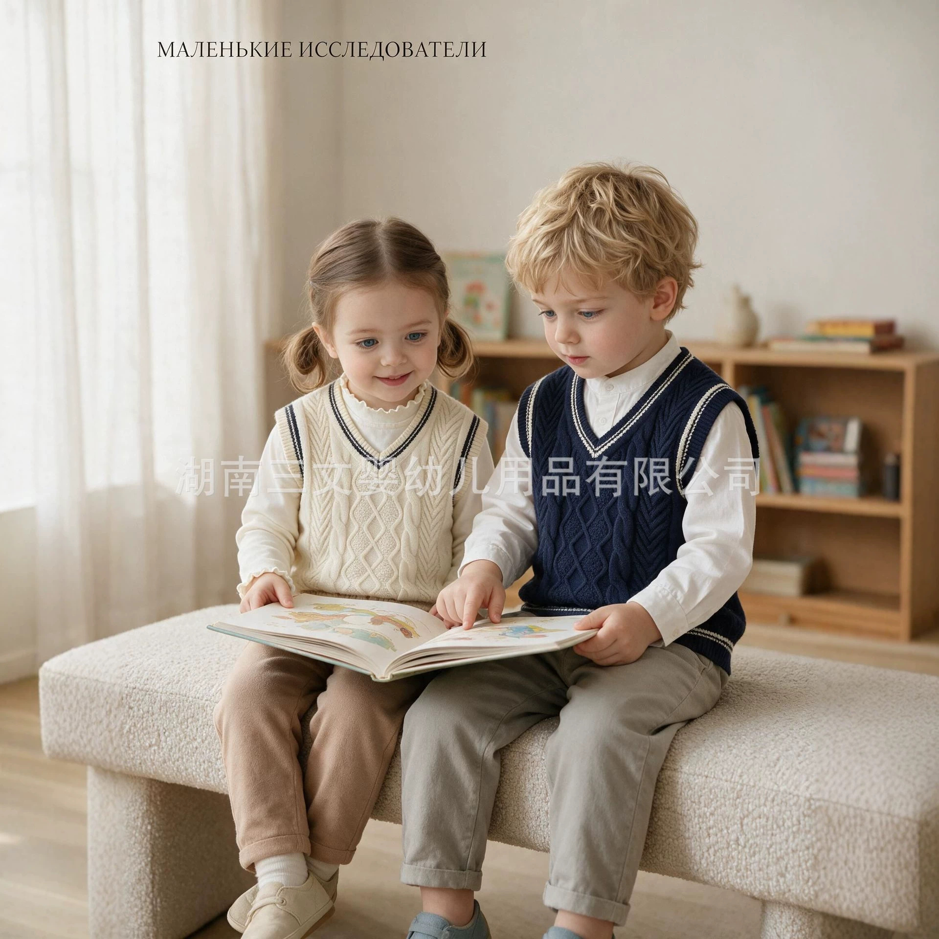 Cross-border knitted vest children's sweater pullover A-class baby autumn clothes British style boys' and girls' sweater coat