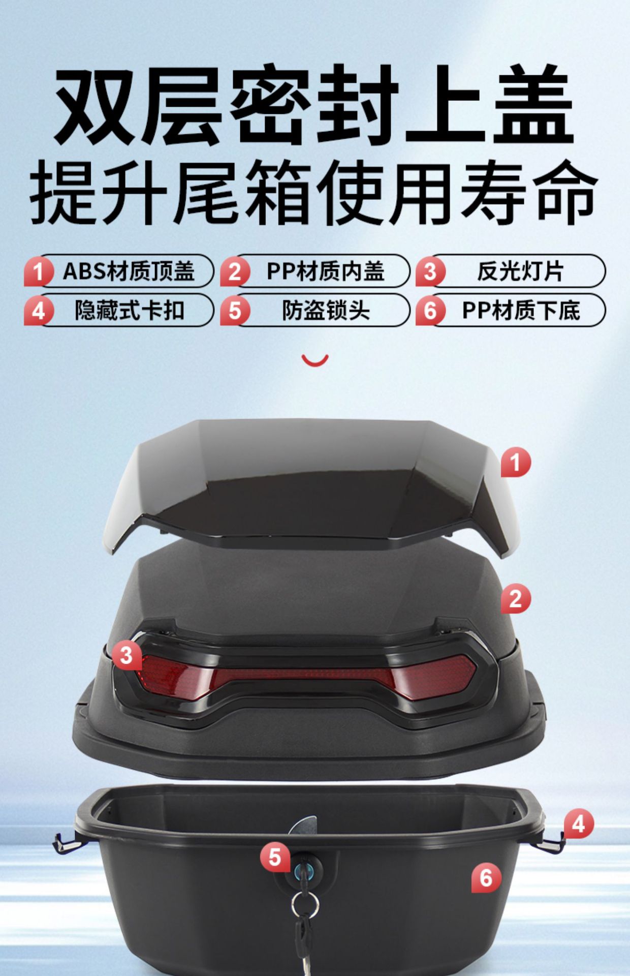 Suitable for Electric Vehicle Trunk Universal Yadi Taiping Green Source Battery Car Trunk Large Capacity Scooter