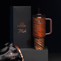 Stanley史丹利保温杯大容量豹纹冰霸杯简约车载汽车杯手柄吸管杯